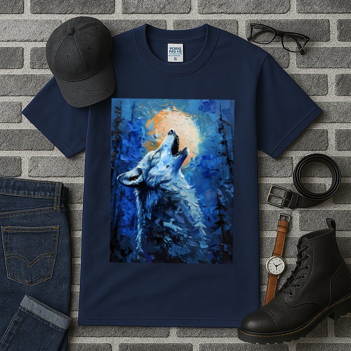 Howling Wolf Oil Painting Tall T-Shirt
