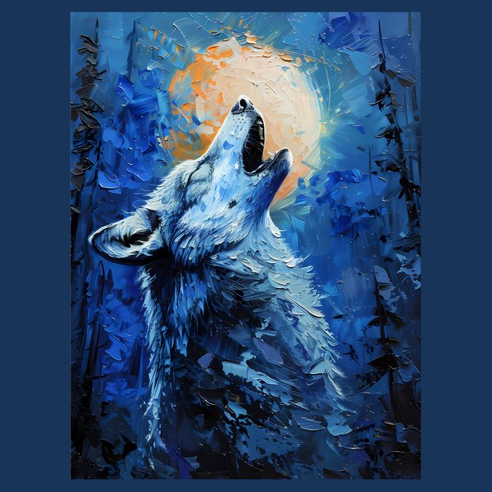Howling Wolf Oil Painting Tall T-Shirt