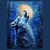Howling Wolf Oil Painting V-Neck T-Shirt
