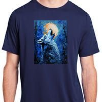 Howling Wolf Oil Painting Adult ChromaSoft Performance T-Shirt