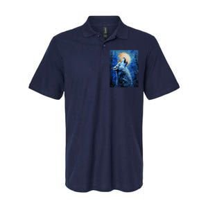 Howling Wolf Oil Painting Softstyle Adult Sport Polo