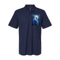 Howling Wolf Oil Painting Softstyle Adult Sport Polo