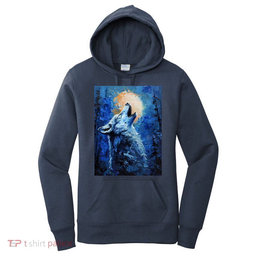 Howling Wolf Oil Painting Women's Pullover Hoodie