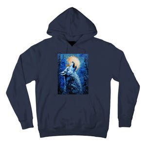 Howling Wolf Oil Painting Tall Hoodie