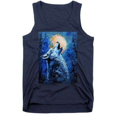 Howling Wolf Oil Painting Tank Top
