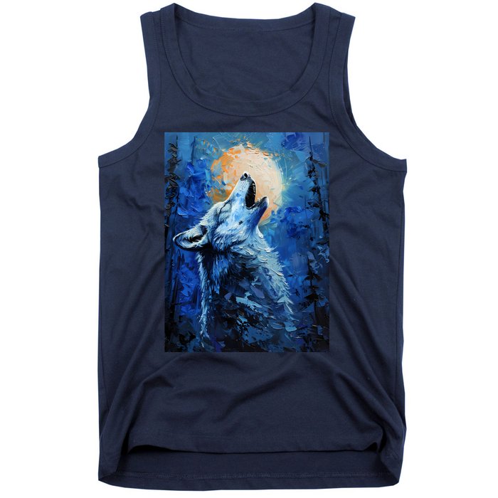 Howling Wolf Oil Painting Tank Top