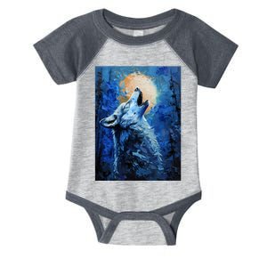 Howling Wolf Oil Painting Infant Baby Jersey Bodysuit