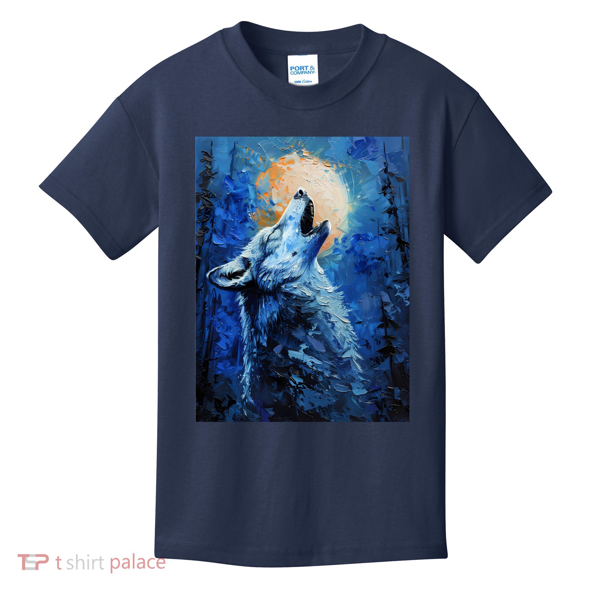 Howling Wolf Oil Painting Kids T-Shirt