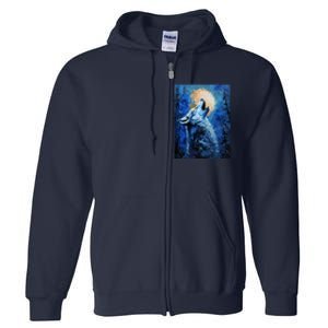 Howling Wolf Oil Painting Full Zip Hoodie