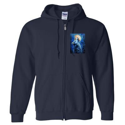Howling Wolf Oil Painting Full Zip Hoodie