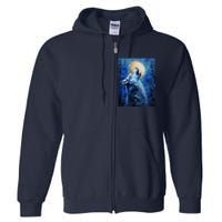 Howling Wolf Oil Painting Full Zip Hoodie