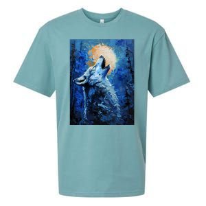 Howling Wolf Oil Painting Sueded Cloud Jersey T-Shirt