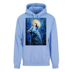 Howling Wolf Oil Painting Unisex Surf Hoodie