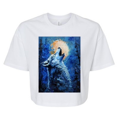 Howling Wolf Oil Painting Bella+Canvas Jersey Crop Tee