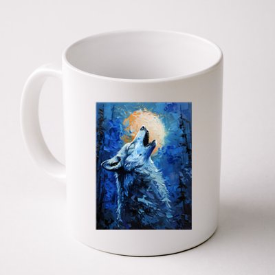 Howling Wolf Oil Painting Coffee Mug