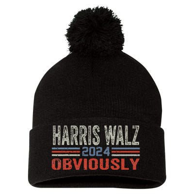 Harris Walz. Obviously. Kamala Harris Tim Walz Gift Pom Pom 12in Knit Beanie