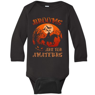 Halloween Witch on Horse Broomstick Costume Baby Long Sleeve Bodysuit