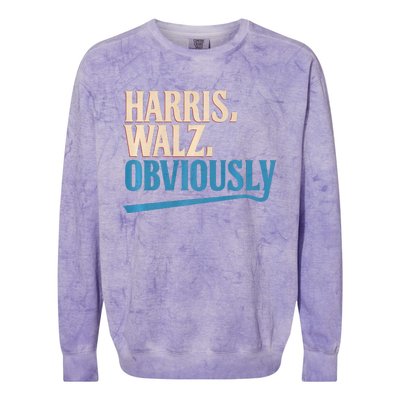 Harris Walz Obviously Election 2024 Colorblast Crewneck Sweatshirt