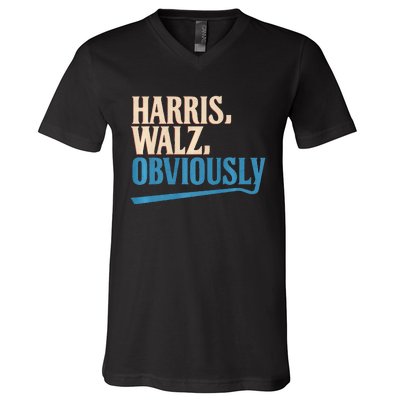 Harris Walz Obviously Election 2024 V-Neck T-Shirt