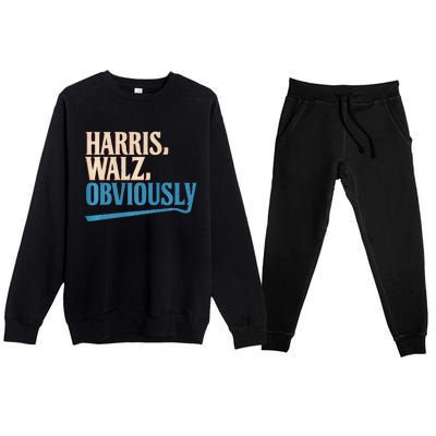 Harris Walz Obviously Election 2024 Premium Crewneck Sweatsuit Set