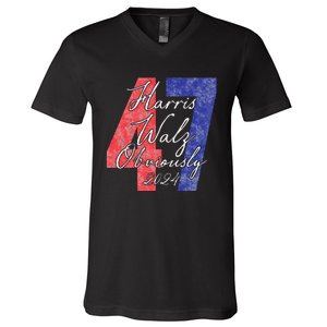 Harris Walz Obviously 2024 Kamala Harris 47th President V-Neck T-Shirt