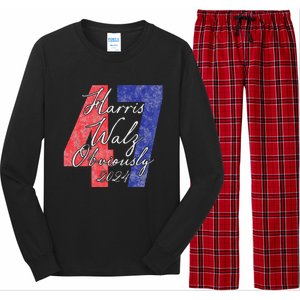 Harris Walz Obviously 2024 Kamala Harris 47th President Long Sleeve Pajama Set