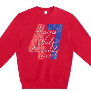 Harris Walz Obviously 2024 Kamala Harris 47th President Premium Crewneck Sweatshirt