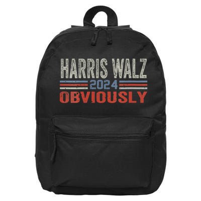 Harris Walz. Obviously. Kamala Harris Tim Walz (Waltz) 2024 16 in Basic Backpack