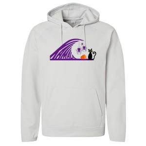 Halloween Wave Of Pruple Cats For Kamala Funny Trump Performance Fleece Hoodie