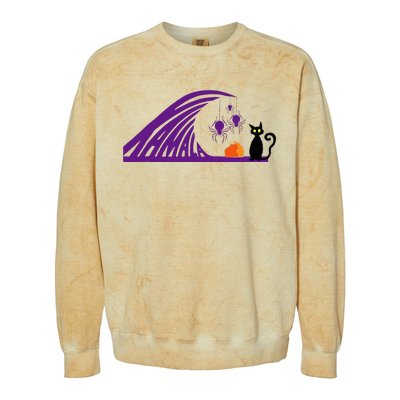 Halloween Wave Of Pruple Cats For Kamala Funny Trump Colorblast Crewneck Sweatshirt