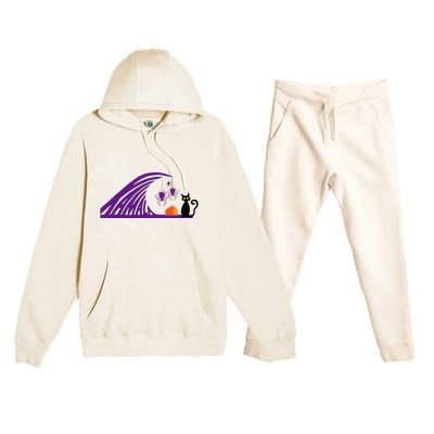 Halloween Wave Of Pruple Cats For Kamala Funny Trump Premium Hooded Sweatsuit Set