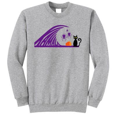 Halloween Wave Of Pruple Cats For Kamala Funny Trump Tall Sweatshirt