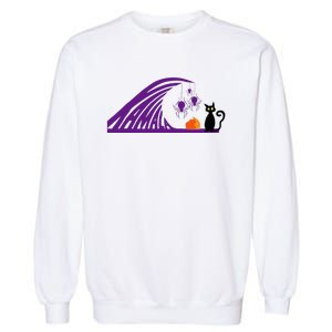 Halloween Wave Of Pruple Cats For Kamala Funny Trump Garment-Dyed Sweatshirt