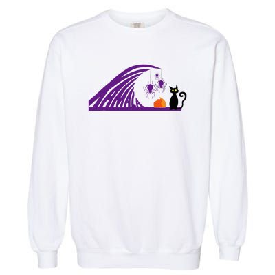 Halloween Wave Of Pruple Cats For Kamala Funny Trump Garment-Dyed Sweatshirt