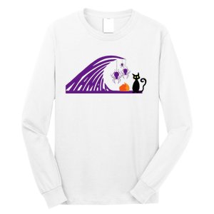 Halloween Wave Of Pruple Cats For Kamala Funny Trump Long Sleeve Shirt