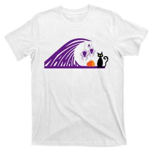 Halloween Wave Of Pruple Cats For Kamala Funny Trump T-Shirt