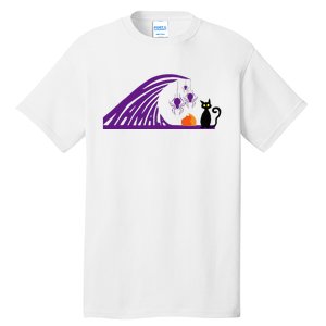 Halloween Wave Of Pruple Cats For Kamala Funny Trump Tall T-Shirt