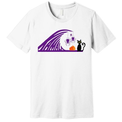 Halloween Wave Of Pruple Cats For Kamala Funny Trump Premium T-Shirt