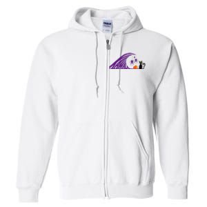 Halloween Wave Of Pruple Cats For Kamala Funny Trump Full Zip Hoodie