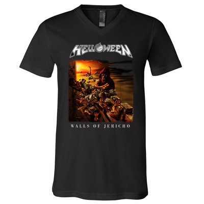 Helloween Walls Of Jericho V-Neck T-Shirt