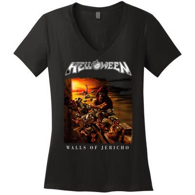 Helloween Walls Of Jericho Women's V-Neck T-Shirt