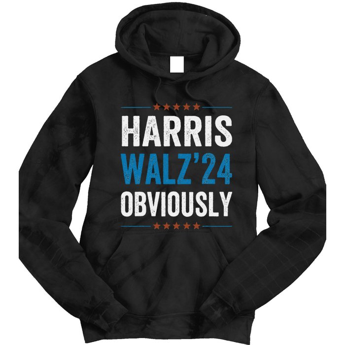 Harris Waltz Obviously 2024 Vintage Kamala Harris Tim Walz Tie Dye Hoodie