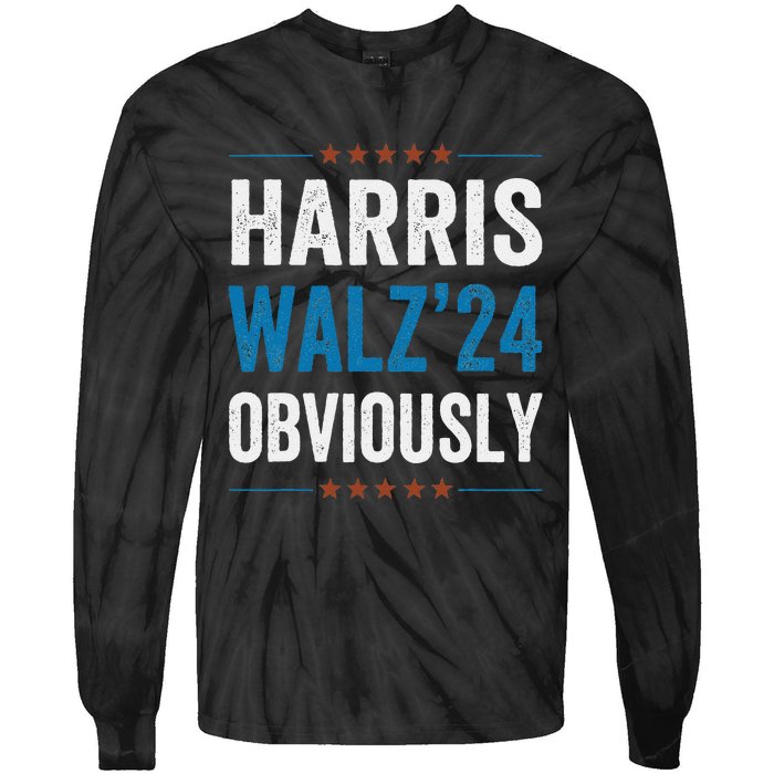 Harris Waltz Obviously 2024 Vintage Kamala Harris Tim Walz Tie-Dye Long Sleeve Shirt