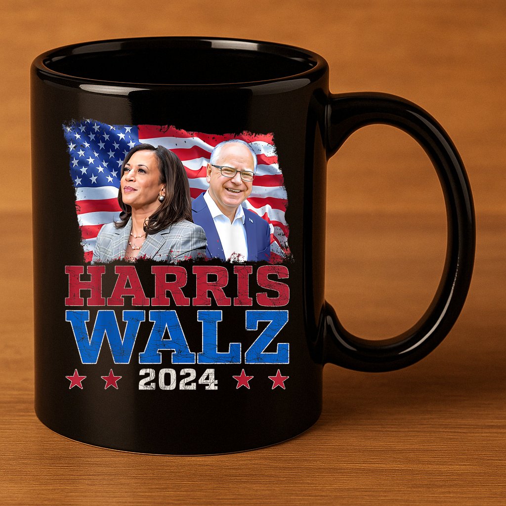 Harris Walz President Election 2024 Kamala Harris Tim Walz 11oz C Handle Ceramic Mug