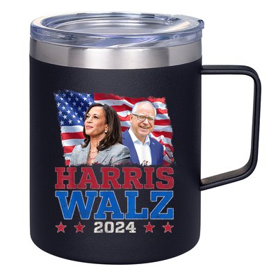 Harris Walz President Election 2024 Kamala Harris Tim Walz 12oz Stainless Steel Coffee Mug