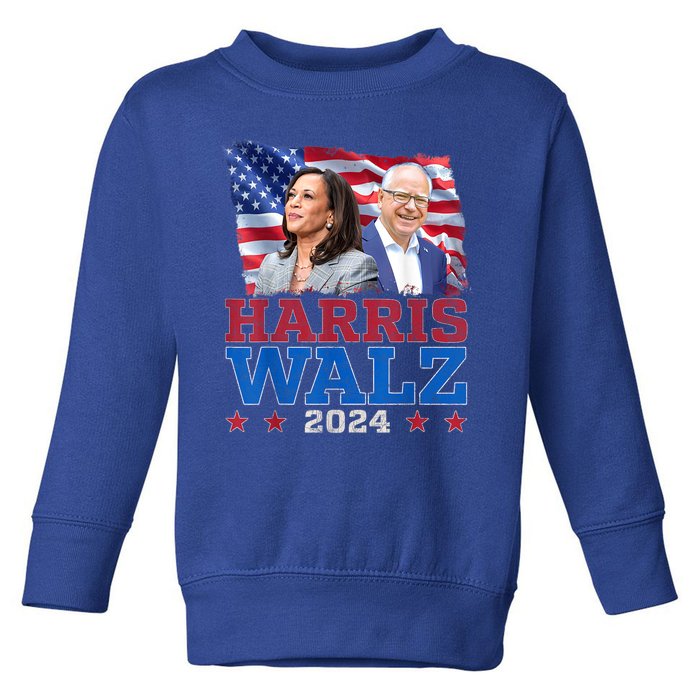 Harris Walz President Election 2024 Kamala Harris Tim Walz Toddler Sweatshirt