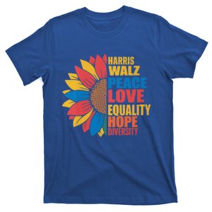 Harris Walz Peace Love Equality Hope Diversity Sunflower Cute Gift T-Shirt