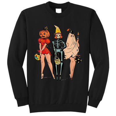 Halloween Witch Pin Up Retro Vintage Pumpkin Women Tall Sweatshirt