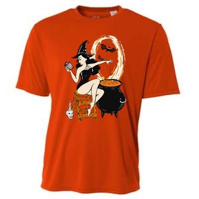 Halloween Witch Pin Up Vintage Retro Cooling Performance Crew T-Shirt