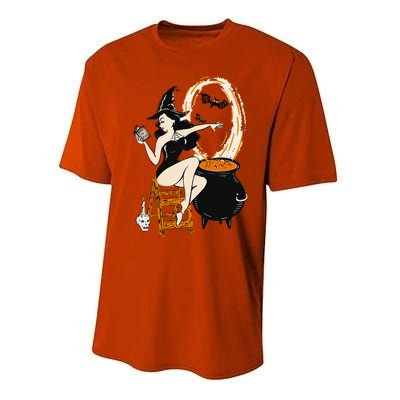 Halloween Witch Pin Up Vintage Retro Performance Sprint T-Shirt